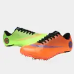 Оранжевые и зеленые спринтерские шиповки